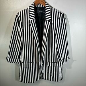Zara Black and White Striped Blazer